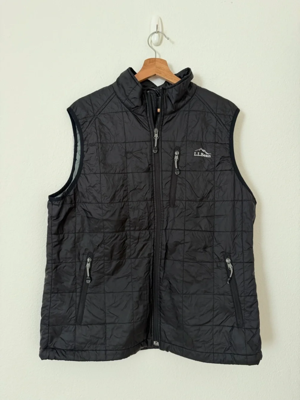 LL Bean Men’s Primaloft Packaway Vest Size Large L Black Quilted Lightweight